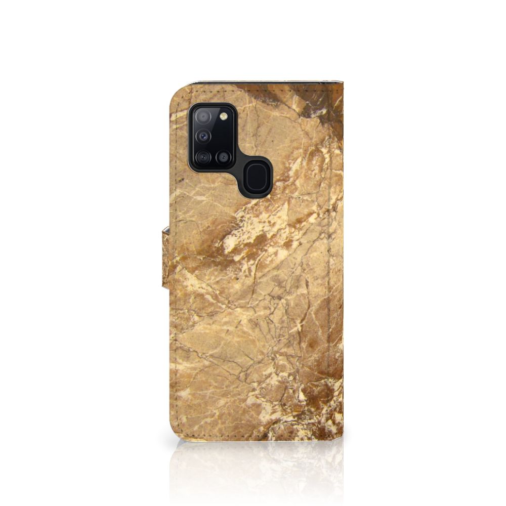 Samsung Galaxy A21s Bookcase Marmer Creme met luxe marmerlook design en TPU-siliconen voor optimale bescherming.