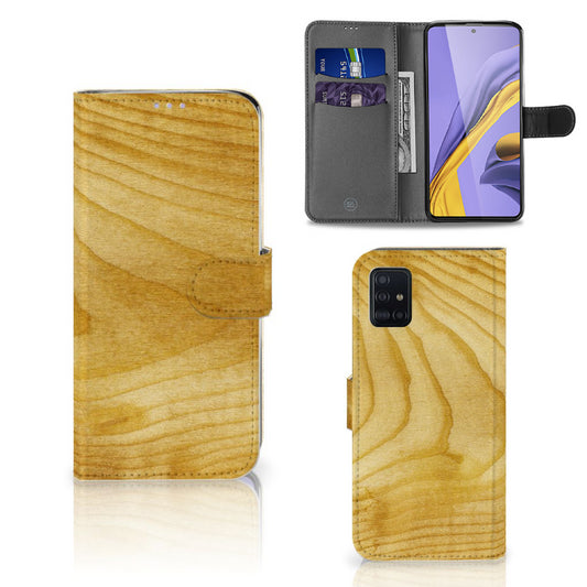 Samsung Galaxy A51 Book Style Case Licht Hout