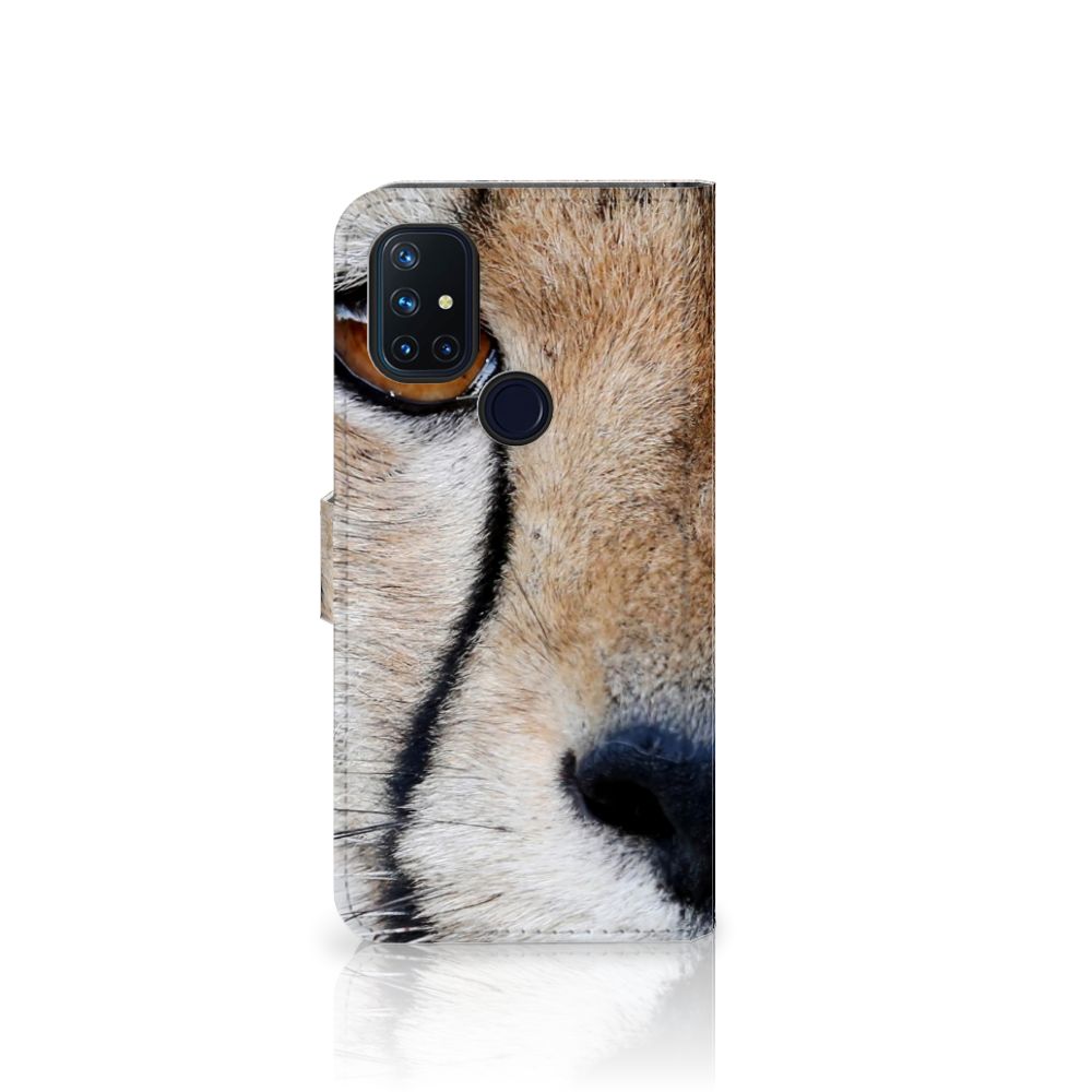 OnePlus Nord N10 Telefoonhoesje met Pasjes Cheetah met close-up van cheeta gezicht