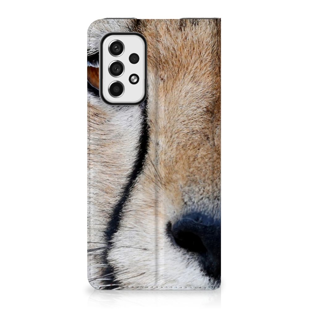 Samsung Galaxy A73 Hoesje maken Cheetah met close-up foto van een jachtluipaard.