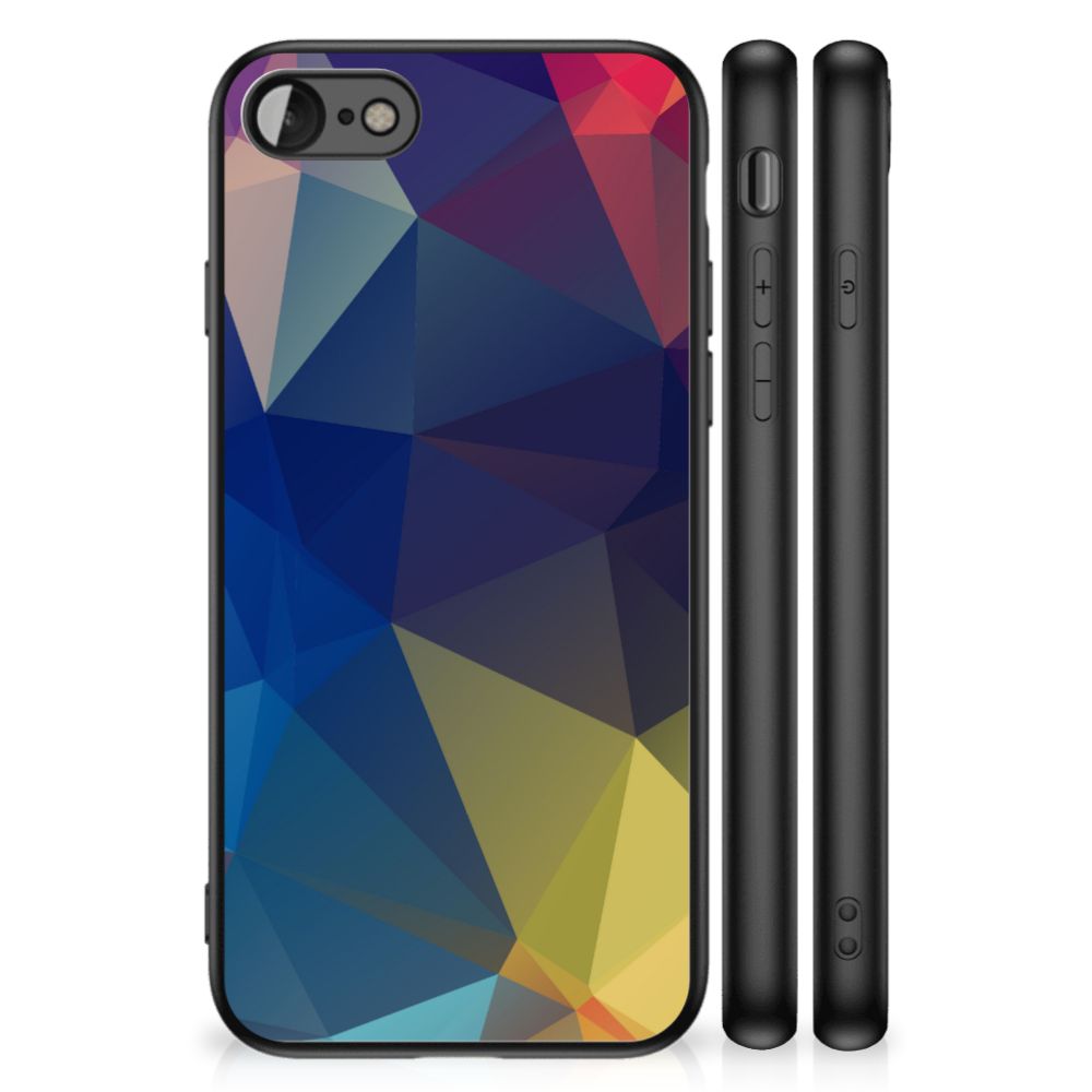 iPhone SE 2022 | SE 2020 | 7/8 Backcover Polygon Dark design showcasing abstract geometry in various colors.