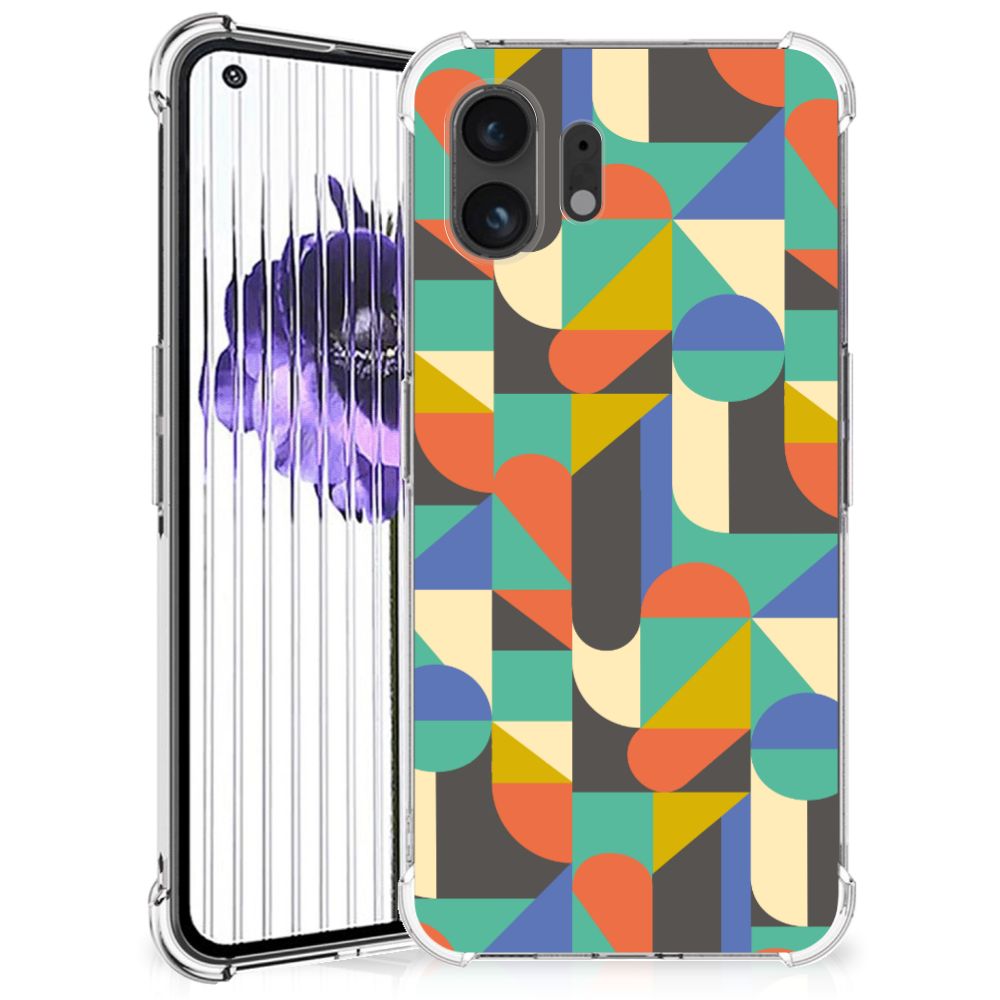 Nothing Phone (2) Doorzichtige Silicone Hoesje Funky Retro