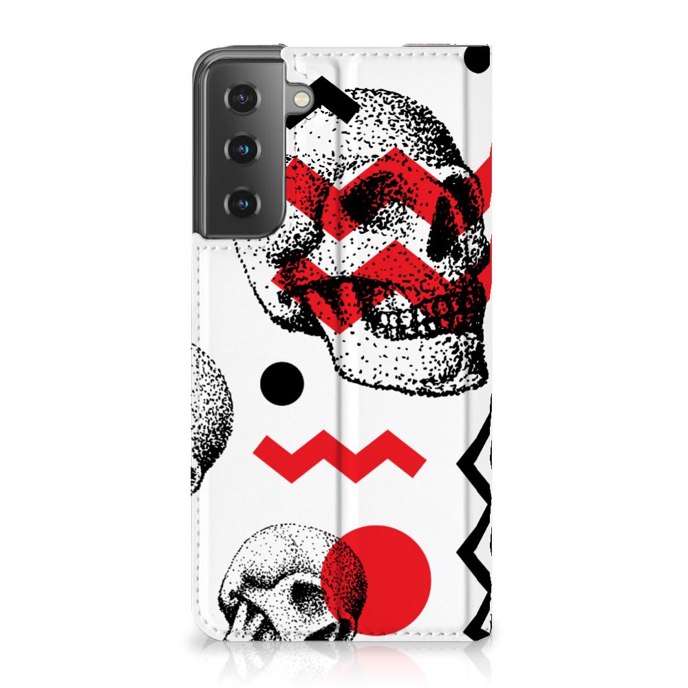 Mobiel BookCase Samsung Galaxy S21 Skull Red - B2C Telecom