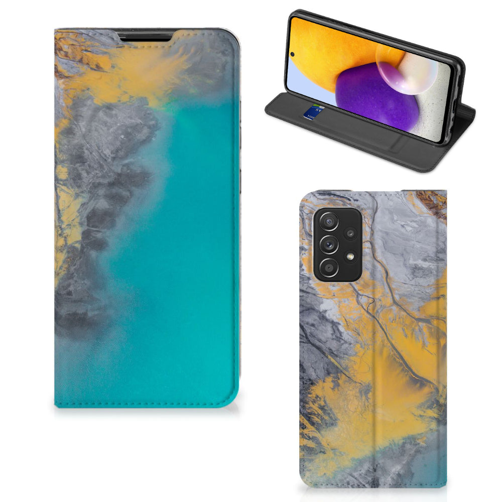 Samsung Galaxy A72 (5G/4G) Standcase Marble Blue Gold