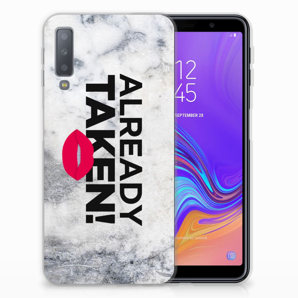 Samsung Galaxy A7 (2018) Siliconen hoesje met naam Already Taken White