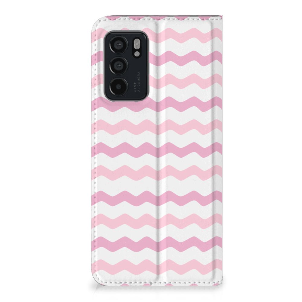OPPO Reno6 5G Hoesje met Magneet Waves Roze - B2C Telecom