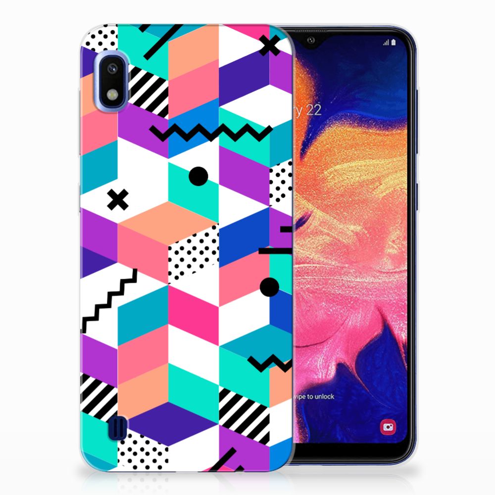 Samsung Galaxy A10 TPU Hoesje Blokken Kleurrijk