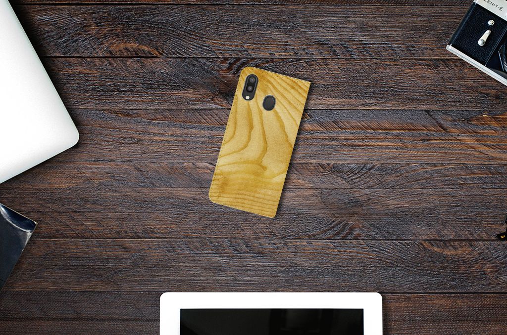 Samsung Galaxy M20 Book Wallet Case Licht Hout