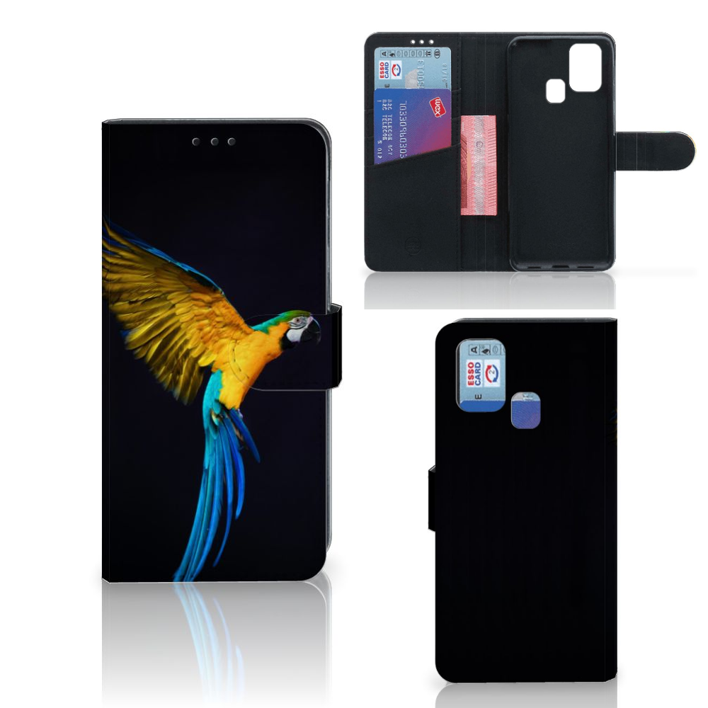 Samsung Galaxy M31 Telefoonhoesje met Pasjes Papegaai