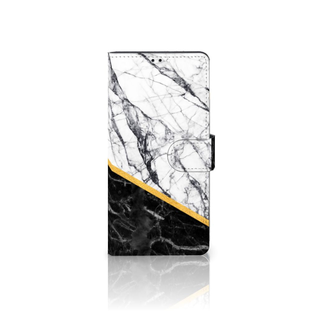 Xiaomi Redmi Note 10 Pro Bookcase Marmer Wit Zwart - Origineel Cadeau Man