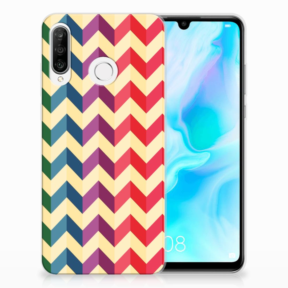 Huawei P30 Lite TPU bumper Zigzag Multi Color