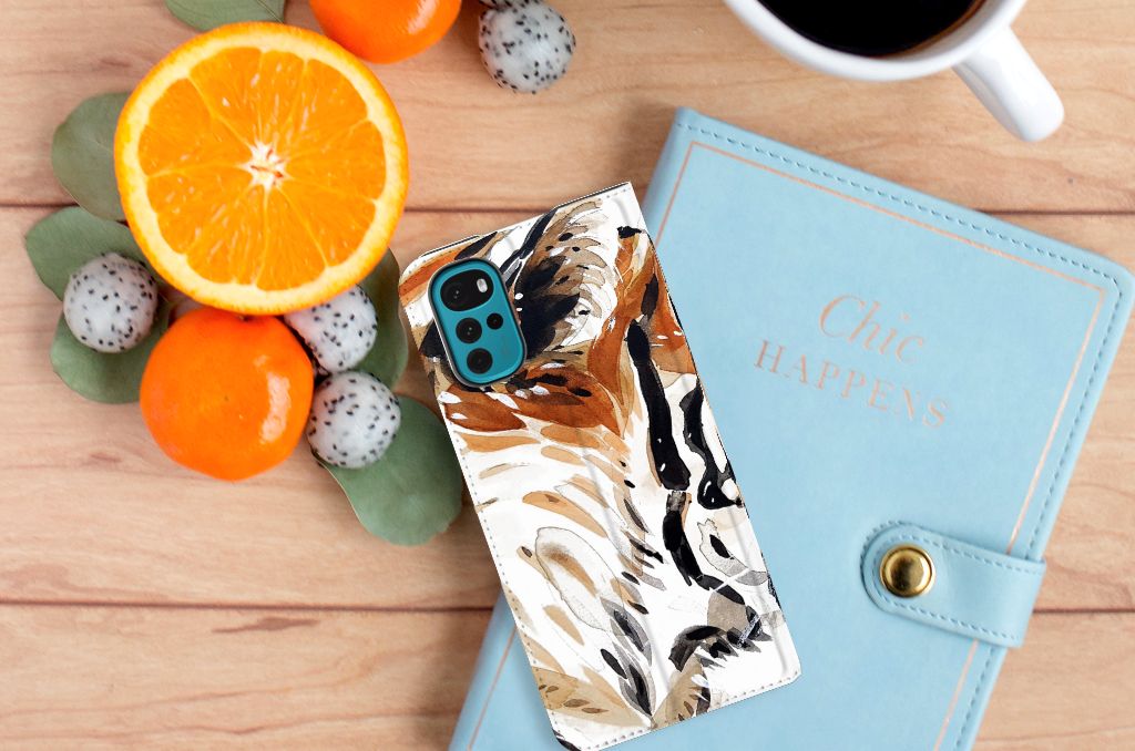 Bookcase Motorola Moto G22 Watercolor Tiger - B2C Telecom