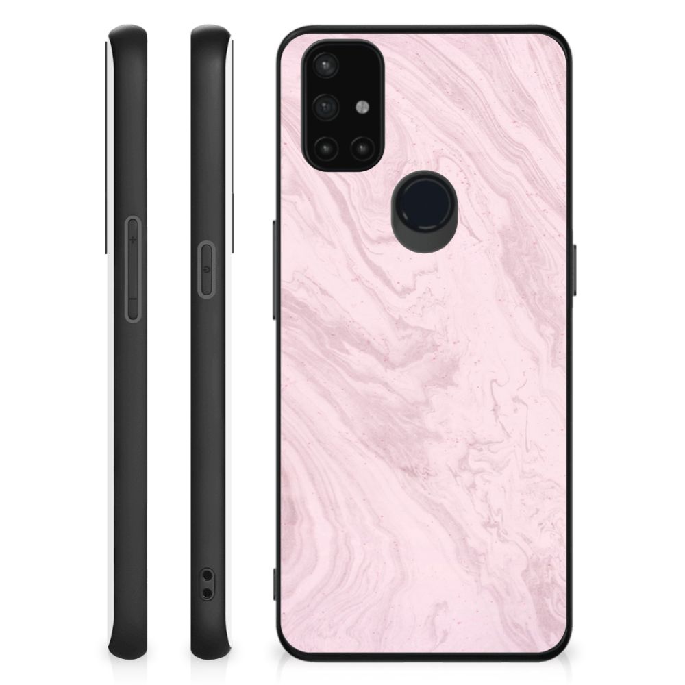 OnePlus Nord N10 5G Marmeren Print Telefoonhoesje Marble Pink - Origineel Cadeau Vriendin