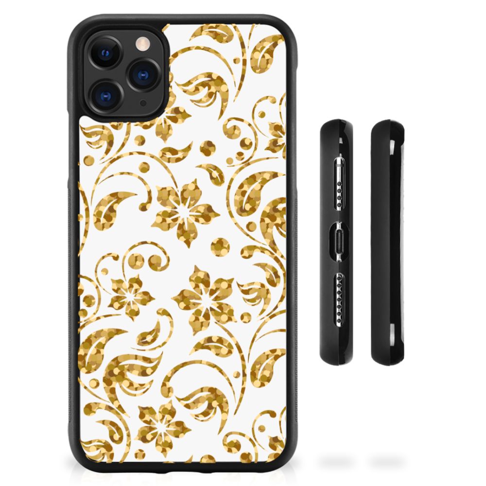 Apple iPhone 11 Pro Max Skin Case Gouden Bloemen B2C Telecom