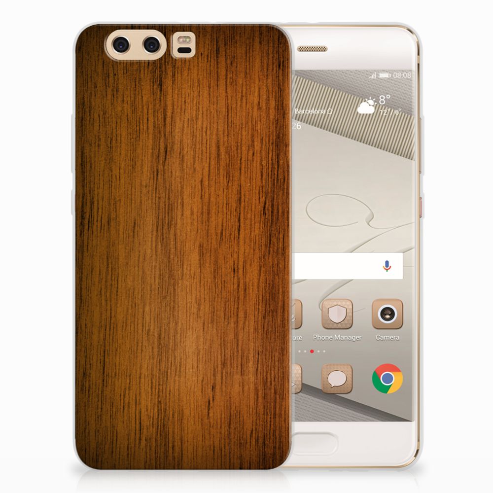 Huawei P10 Plus Bumper Hoesje Donker Hout