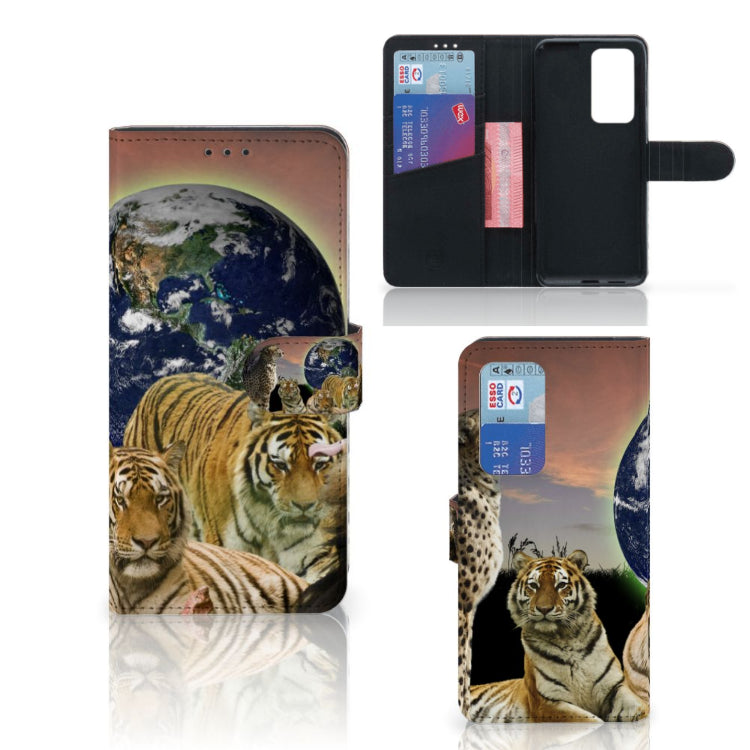 Huawei P40 Pro Telefoonhoesje met Pasjes Roofdieren