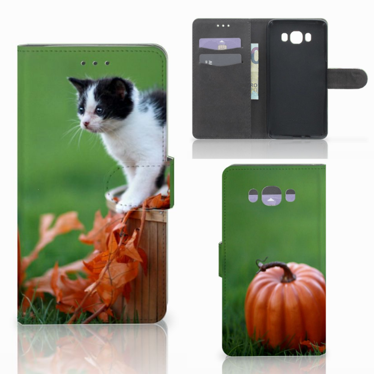 Samsung Galaxy J7 2016 Telefoonhoesje met Pasjes Kitten