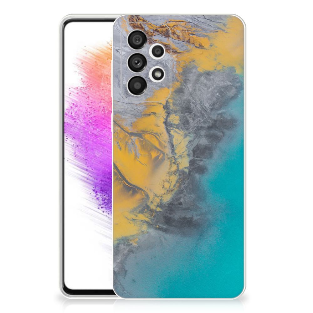 Samsung Galaxy A73 5G TPU Siliconen Hoesje Marble Blue Gold B2C Telecom