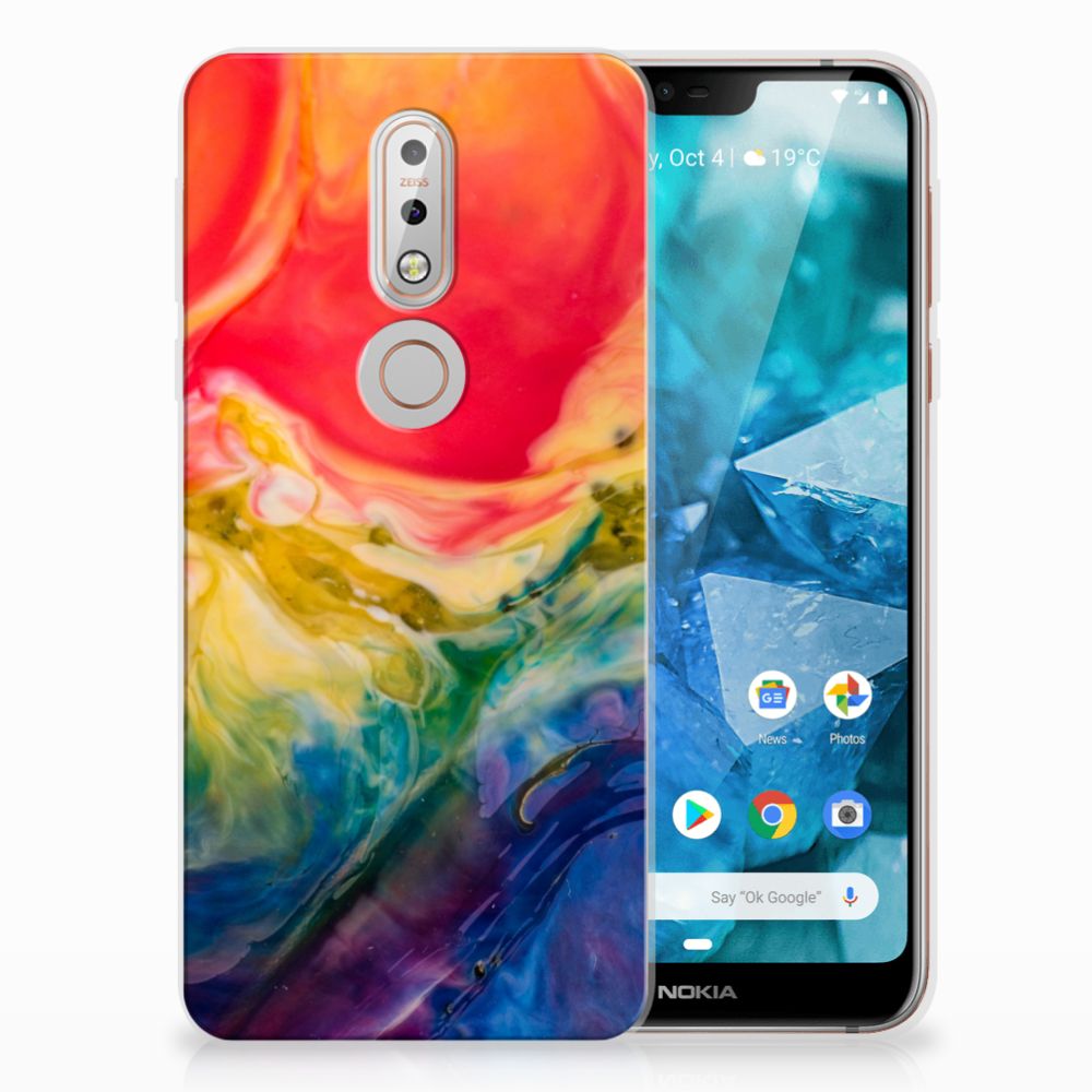 Hoesje maken Nokia 7.1 Watercolor Dark