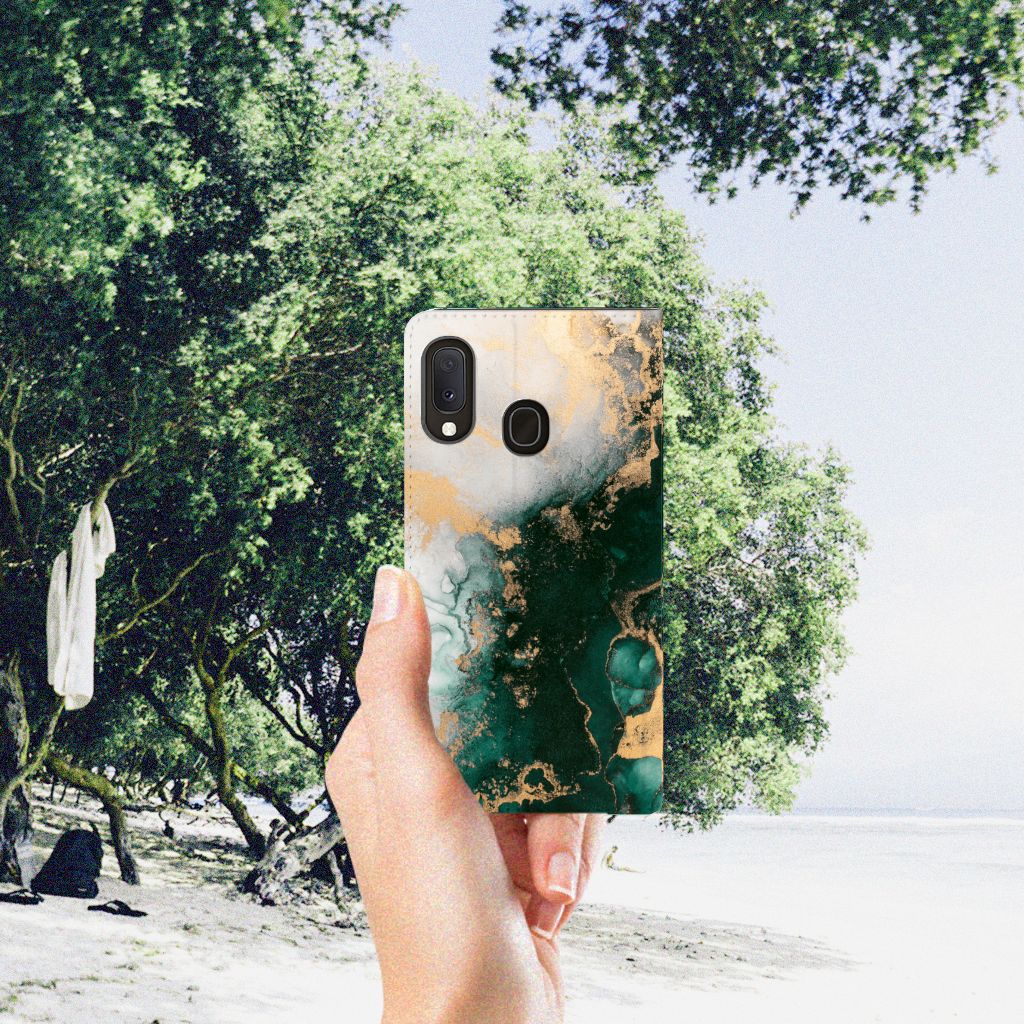 Standcase voor Samsung Galaxy A20e Marmer Groen - B2C Telecom