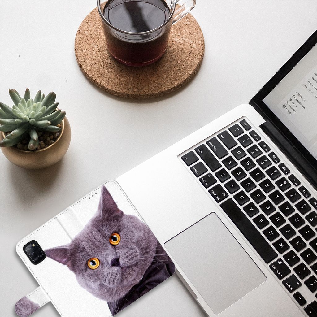 Samsung Galaxy A31 Telefoonhoesje met Pasjes Kat