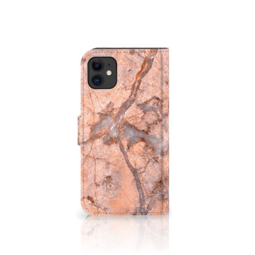 Apple iPhone 11 Bookcase Marmer Oranje