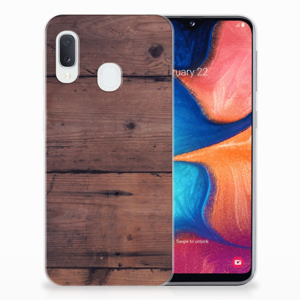 Samsung Galaxy A20e Bumper Hoesje Old Wood