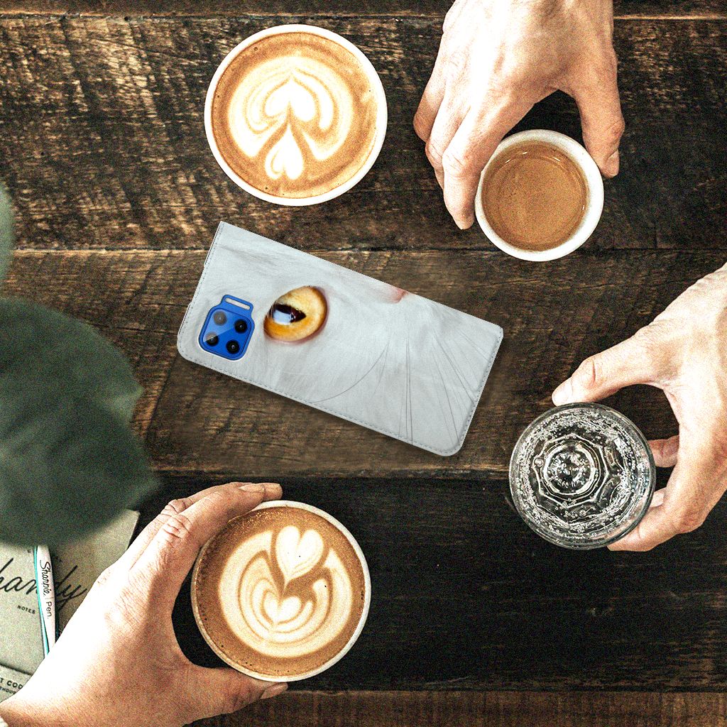 Motorola Moto G 5G Plus Hoesje maken Witte Kat - B2C Telecom