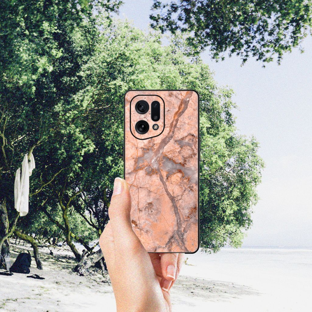 OPPO Find X5 Marmeren Print Telefoonhoesje Marmer Oranje B2C Telecom