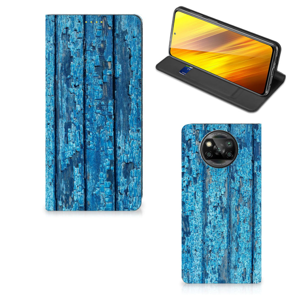 Xiaomi Poco X3 Pro | Poco X3 Book Wallet Case Wood Blue