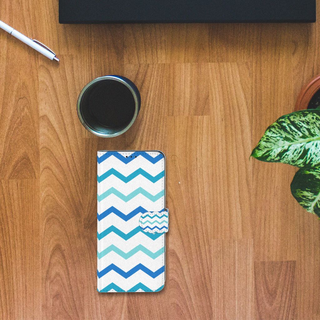 Samsung Galaxy S21 Ultra Telefoon Hoesje Zigzag Blauw