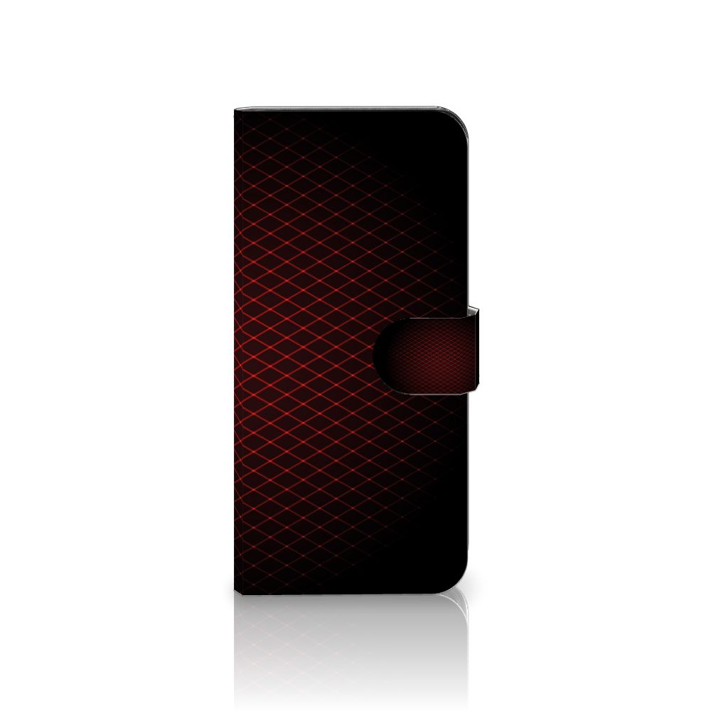 OPPO Reno10 | 10 Pro Telefoon Hoesje Geruit Rood met zwart-rood patroon en sluitlipje voor 3 pasjes.