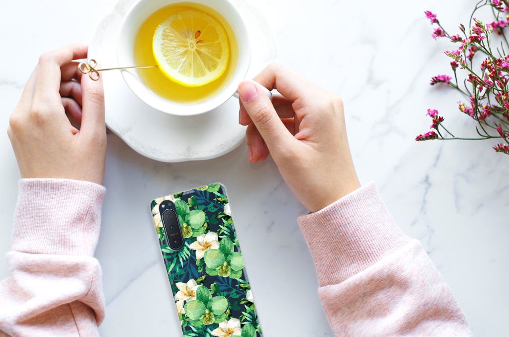 Sony Xperia 5II TPU Case Orchidee Groen B2C Telecom