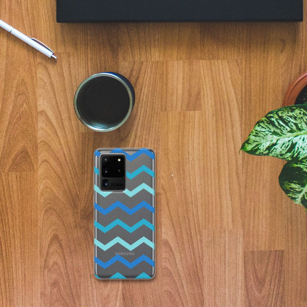 Samsung Galaxy S20 Ultra TPU bumper Zigzag Blauw B2C Telecom