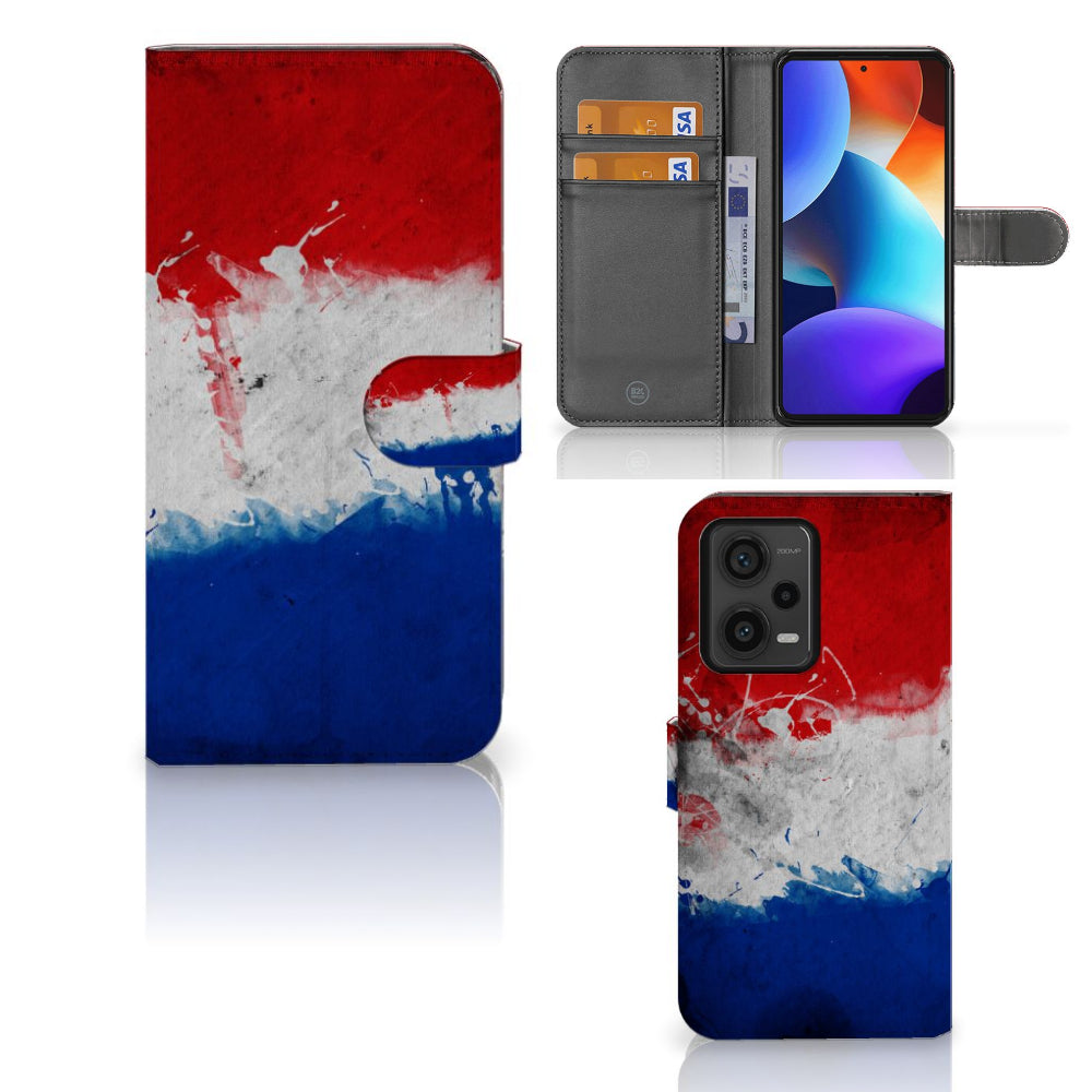 Xiaomi Redmi Note 12 Pro Plus Bookstyle Case Nederland met artistieke Nederlandse vlag design