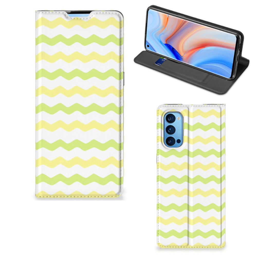OPPO Reno4 Pro 5G Hoesje met Magneet Waves Yellow - B2C Telecom