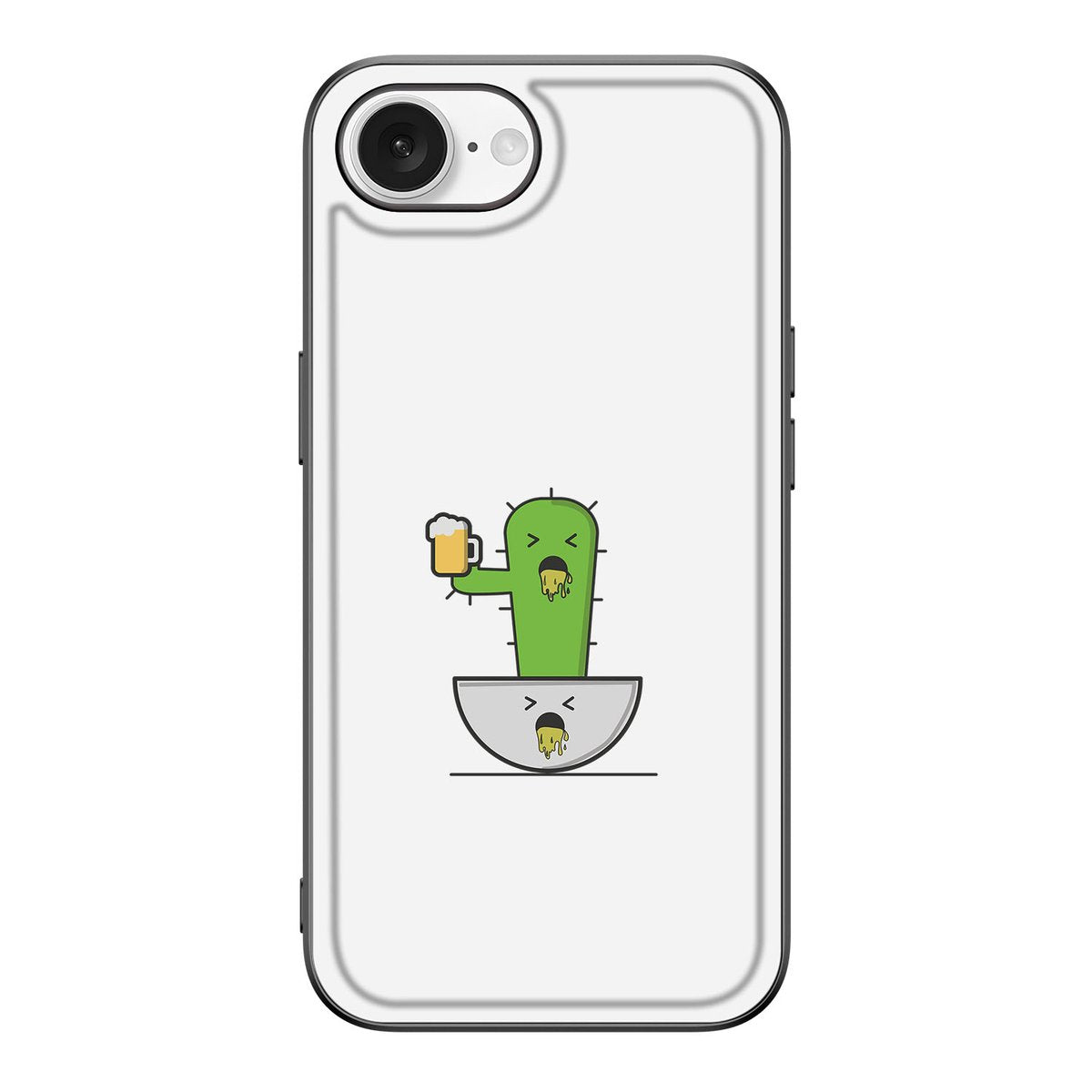 iPhone 16e Hoesje Braktus met grappige cactus illustratie en schokabsorberend ontwerp.