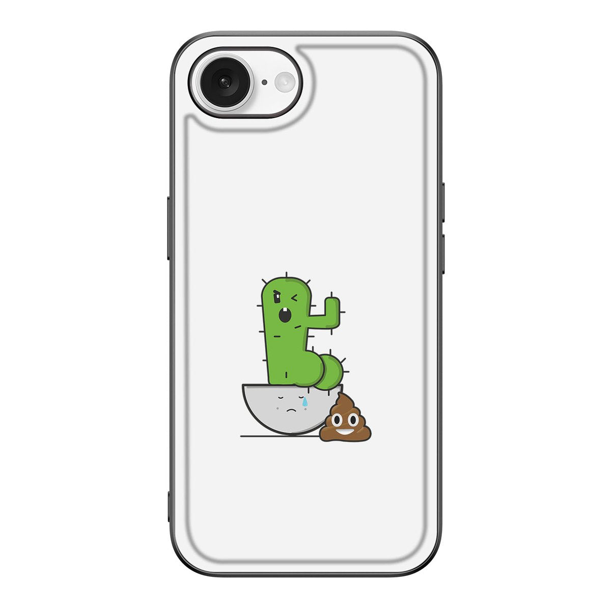 iPhone 16e Hoesje Cactus Poo met grappige cactus- en poepillustratie op een beschermende back cover