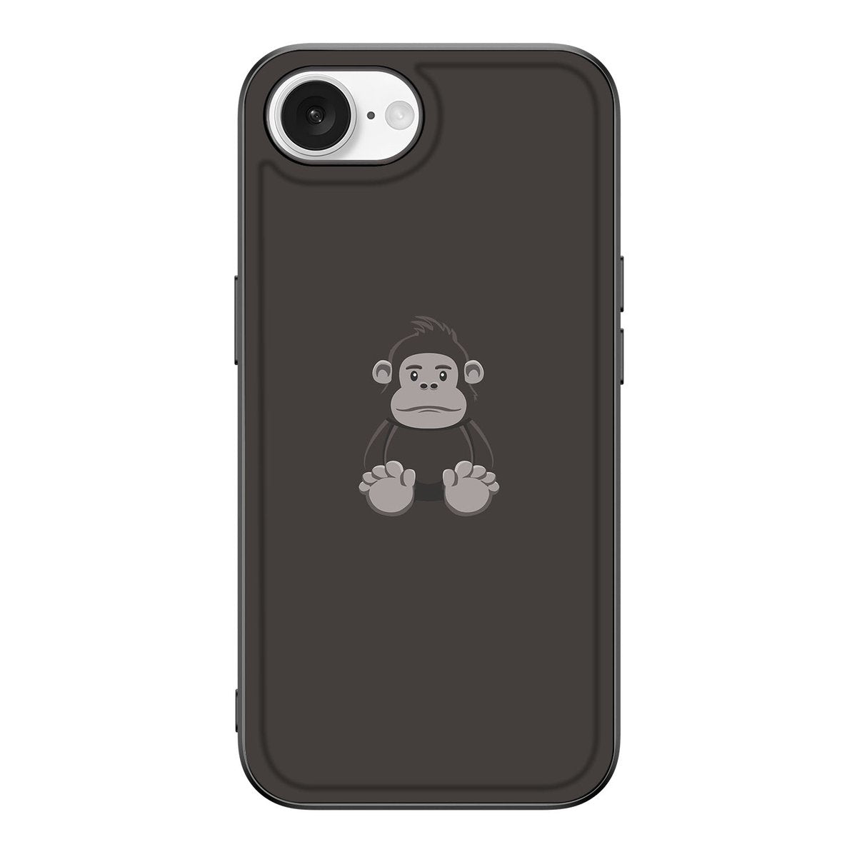 iPhone 16e Hoesje Gorilla met schattige aap illustratie op zwarte back cover