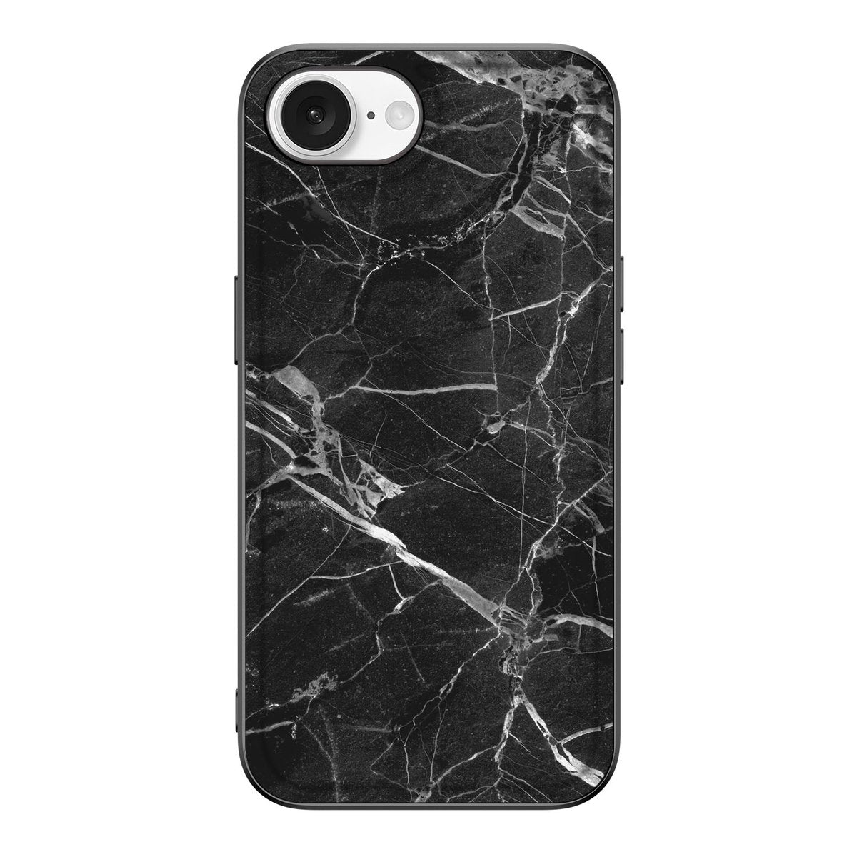 iPhone 16e Marmeren Print Telefoonhoesje Marmer Zwart - Origineel Cadeau Vader met zwarte marmer design