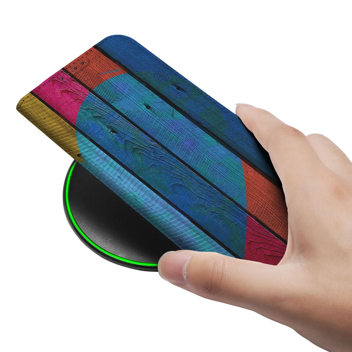 Apple iPhone 16e Book Wallet Case Wood Heart - Cadeau voor je Vriend - Wood Heart design - Afbeelding 5