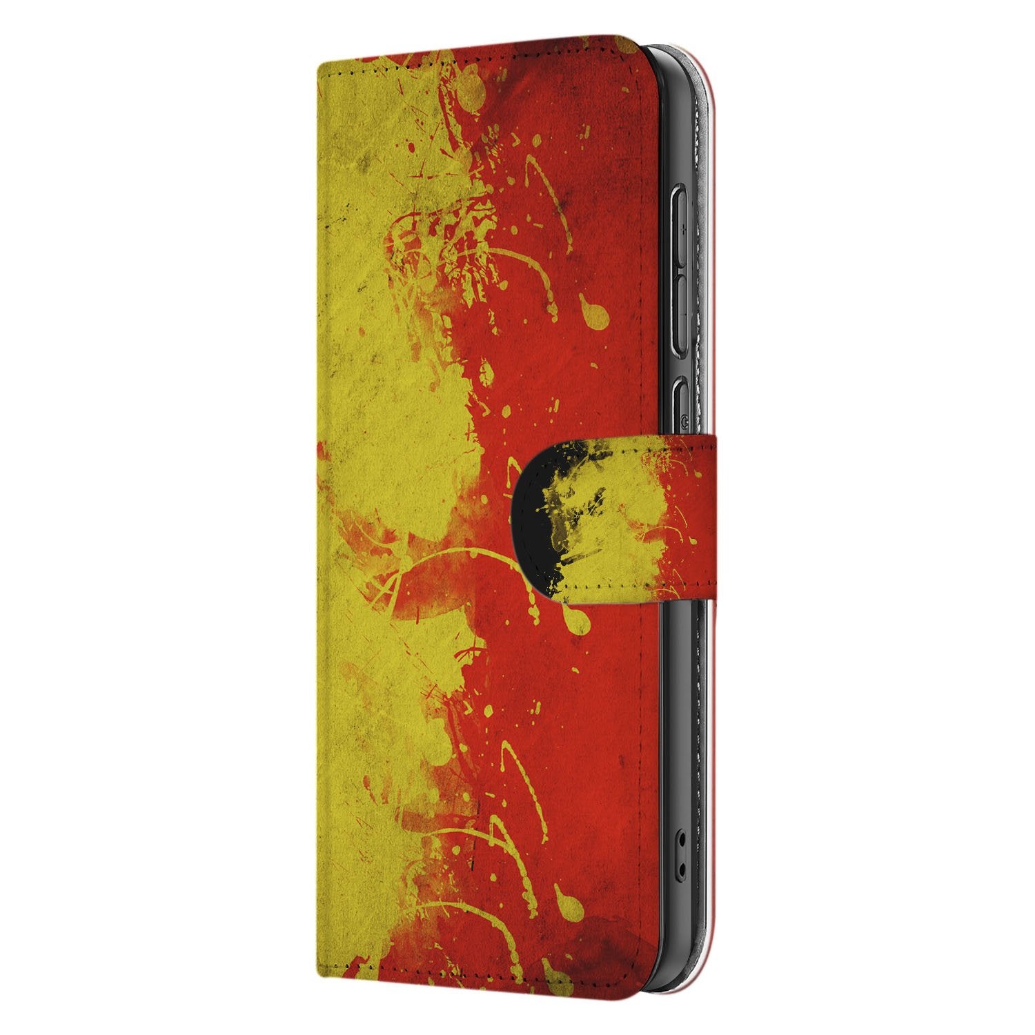 OnePlus Nord CE 5 Bookcase Hoesje met Belgische Vlag Design en Pasvak Functie bookcase hoesje Belgische vlag zijaanzicht