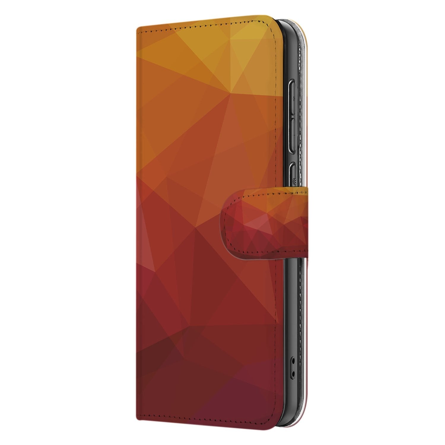Book Case OnePlus Nord CE 5 | Polygon Rood geometrisch design zijaanzicht