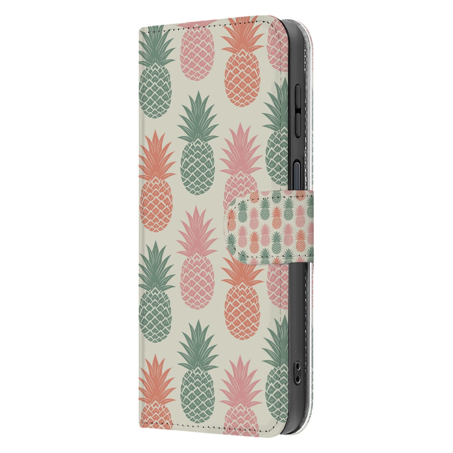 Samsung Galaxy Xcover 7 Pro Book Case Ananas Hoesje design ananasprint aanzicht