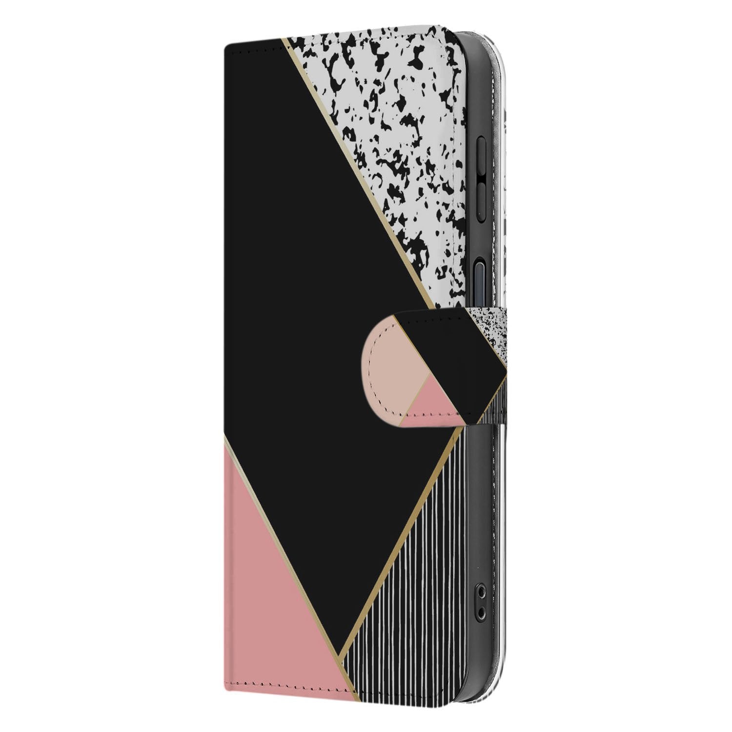 Samsung Galaxy Xcover 7 Pro Abstract Black Pink Shapes Portemonnee Hoesje design geometrische vormen