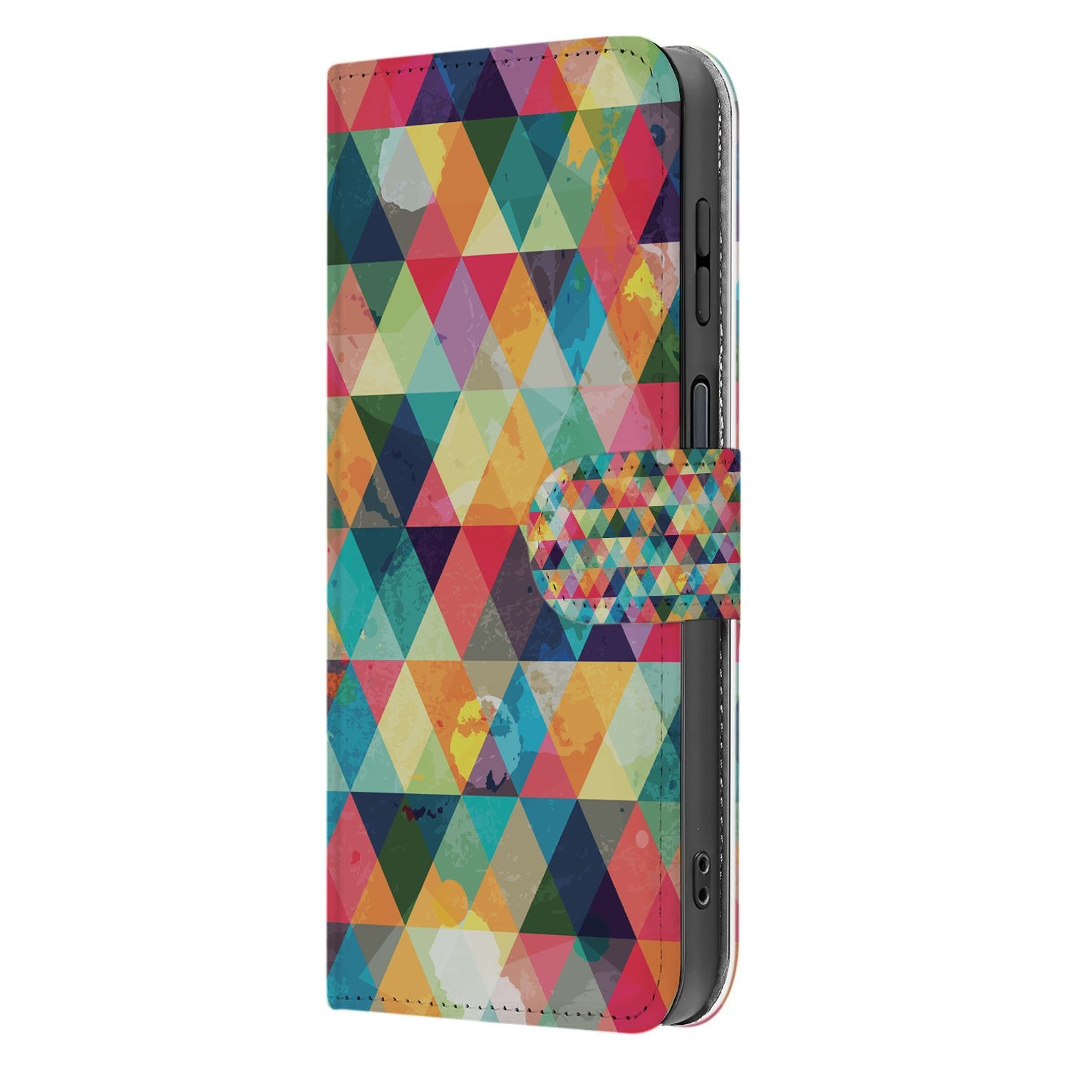 Geruit Met 3 Pasjes Samsung Galaxy Xcover 7 Pro Book Case geometrisch design zijaanzicht