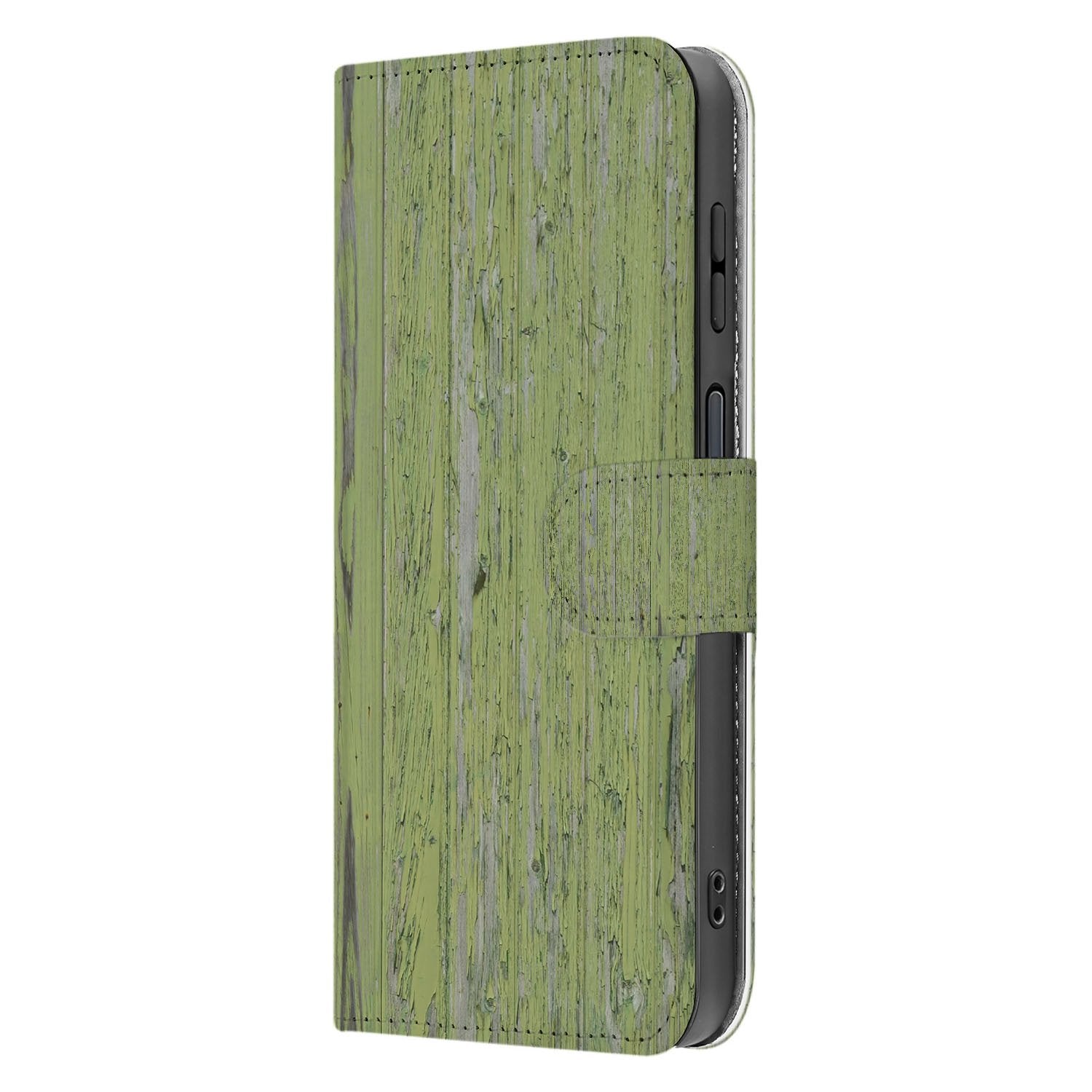 Groen Houtnerf Samsung Galaxy Xcover 7 Pro Bookcase Hoesje zijaanzicht
