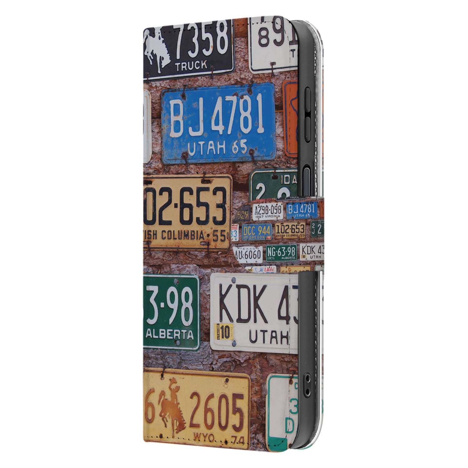 Samsung Galaxy Xcover 7 Pro Book Case Portemonnee Hoesje Kentekenplaten Collage Design aanzicht