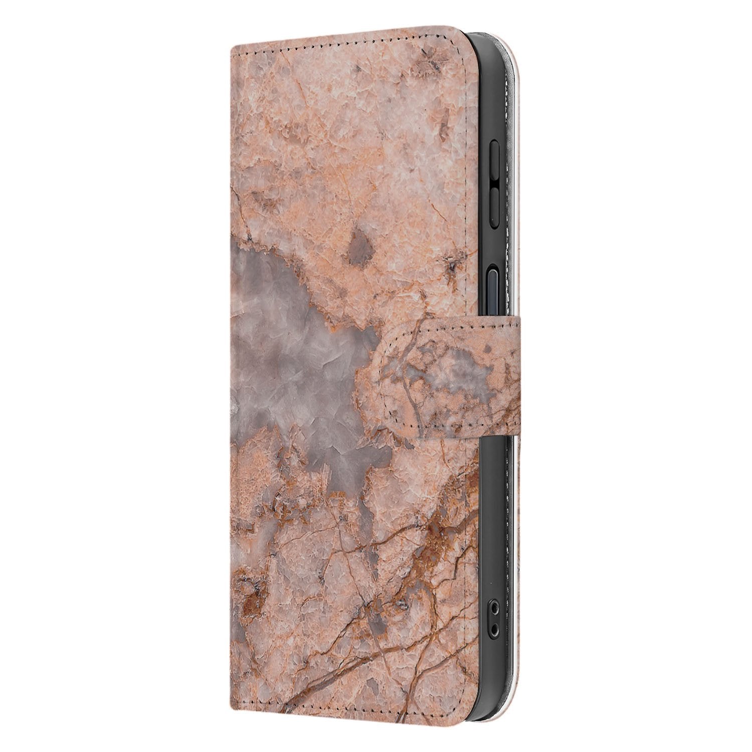 Samsung Galaxy Xcover 7 Pro Book Case Portemonnee Hoesje Marmer Oranje aanzicht