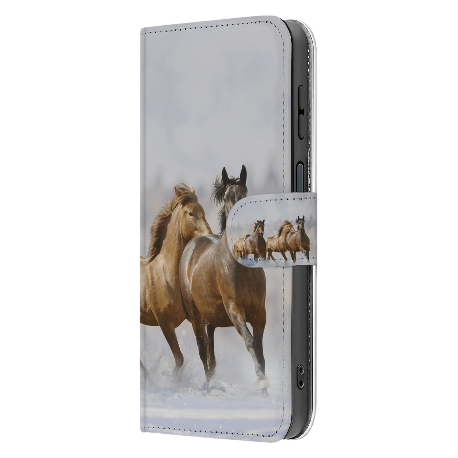 Samsung Galaxy Xcover 7 Pro Bookcase Hoesje Met Paarden Motief Paarden Motief Zijkant